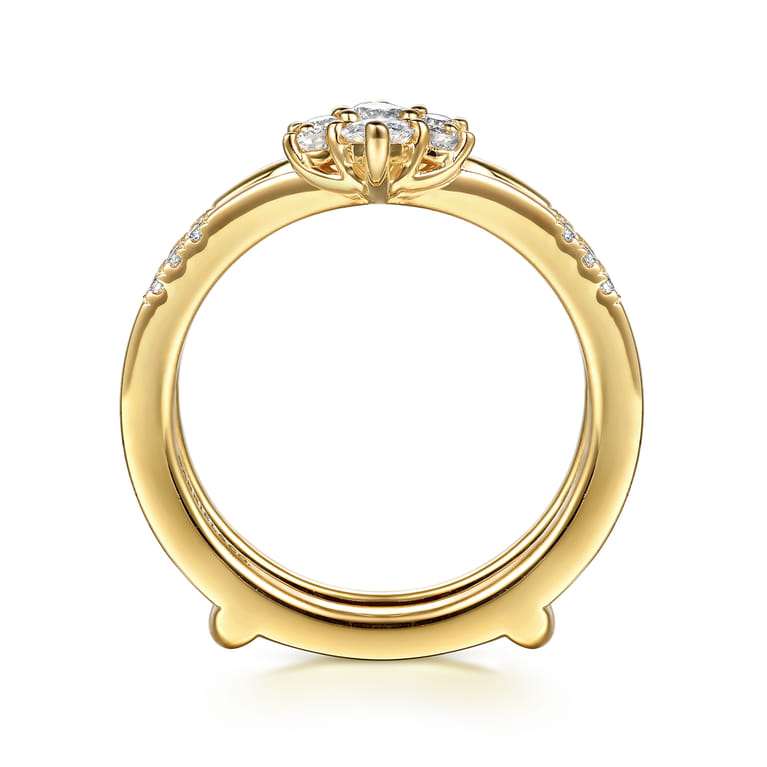 Enhancer Wedding Ring in 14k Yellow Gold with Pear Natural Diamond at Gabriel & Co. - Shot 2