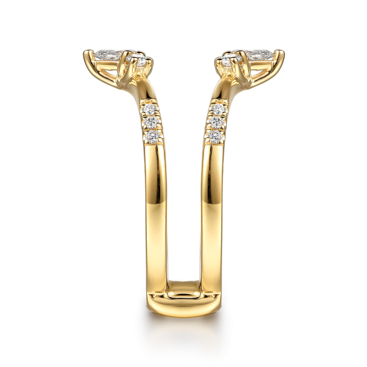 Enhancer Wedding Ring in 14k Yellow Gold with Pear Natural Diamond at Gabriel & Co. - Shot 4