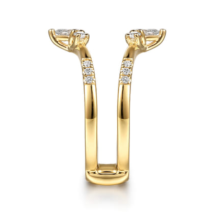 Kiara - 14K Yellow Gold Prong set Pear and Round Diamond Ring Enhancer