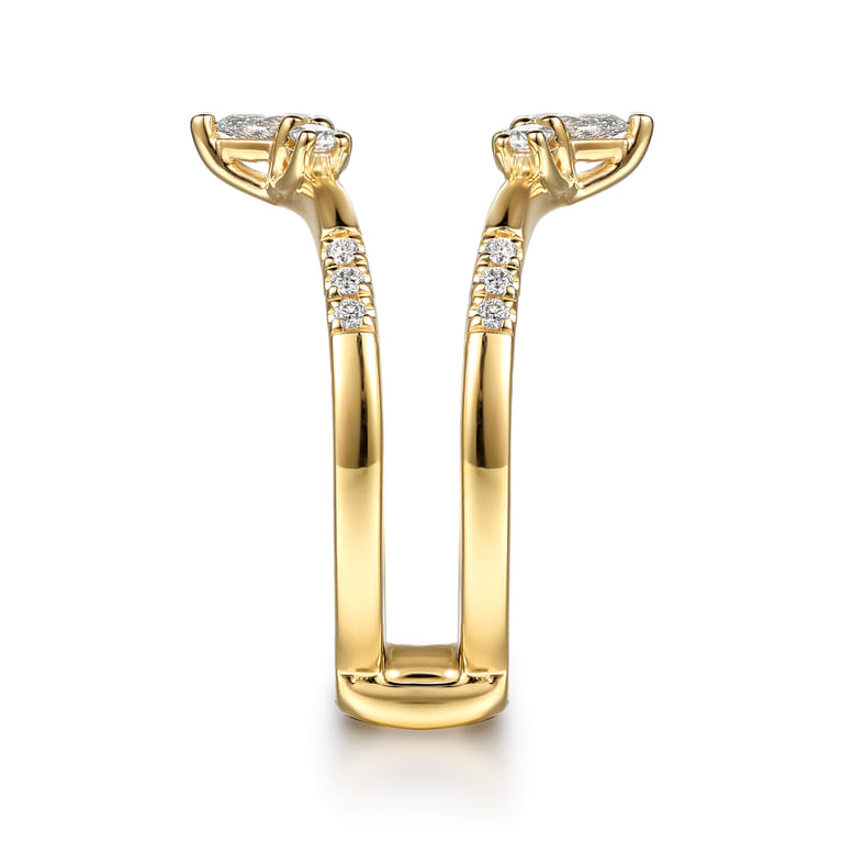 Enhancer Wedding Ring in 14k Yellow Gold with Pear Natural Diamond at Gabriel & Co. - Shot 4