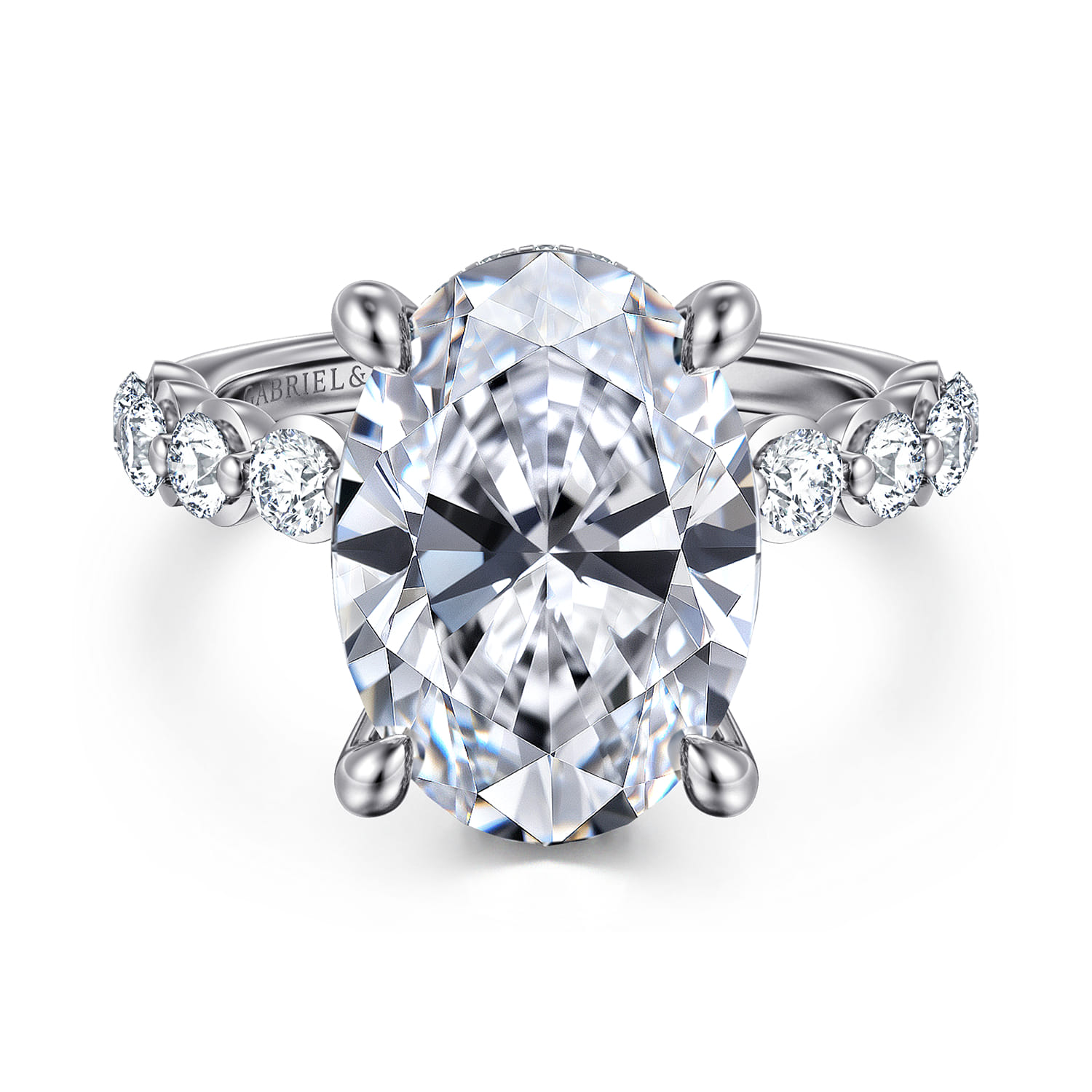 Kim - 14K White Gold Oval Diamond Engagement Ring