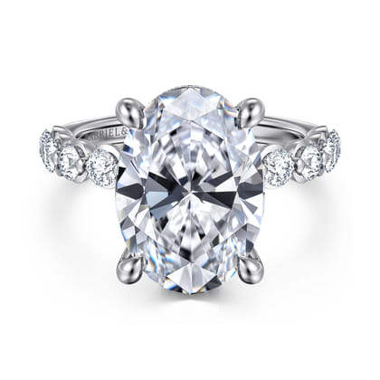 Kim - 14K White Gold Oval Diamond Engagement Ring