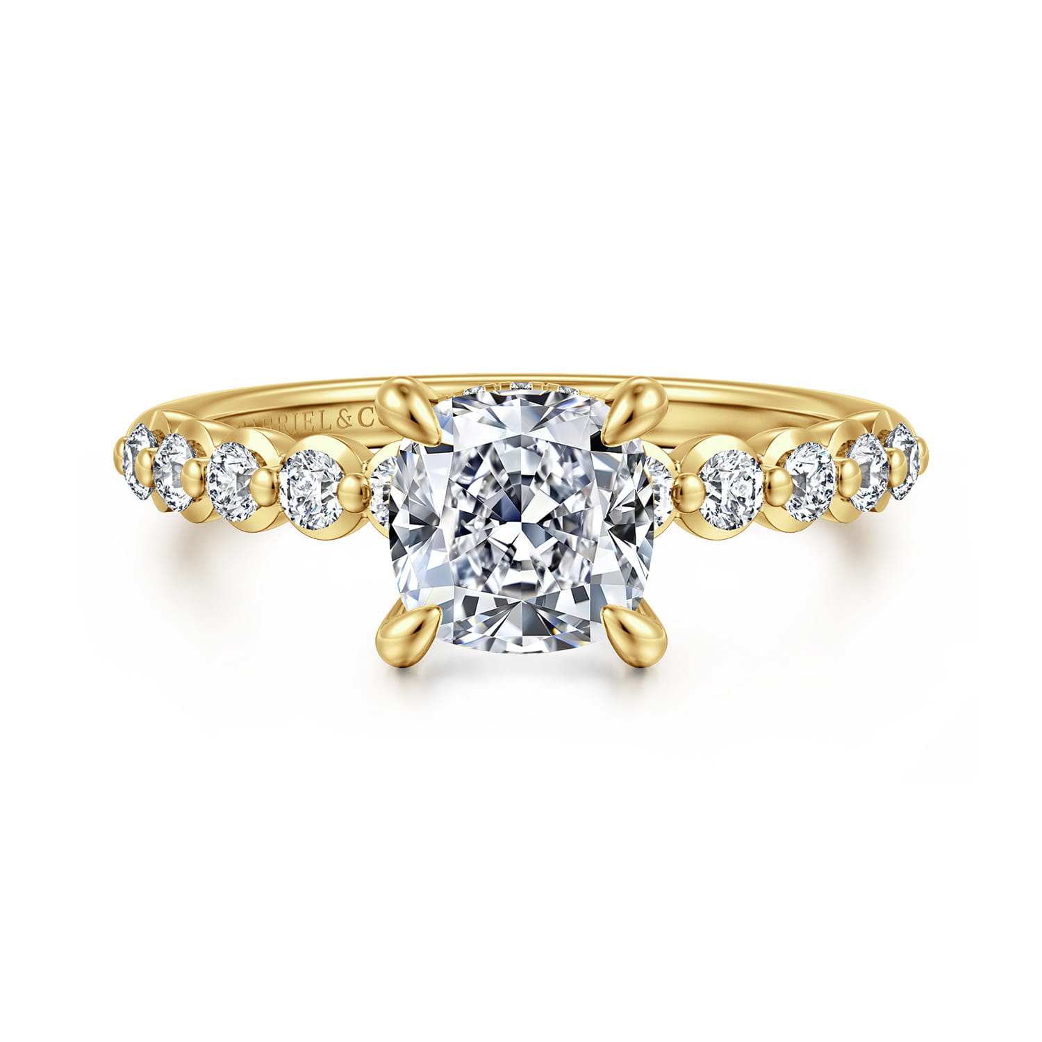 Kim - 14K Yellow Gold Cushion Cut Diamond Engagement Ring