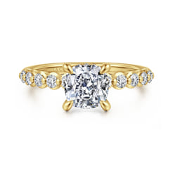Kim - 14K Yellow Gold Cushion Cut Diamond Engagement Ring