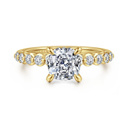 Kim - 14K Yellow Gold Cushion Cut Diamond Engagement Ring