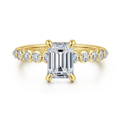 Kim - 14K Yellow Gold Emerald Cut Diamond Engagement Ring