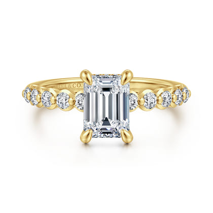 Kim - 14K Yellow Gold Emerald Cut Diamond Engagement Ring