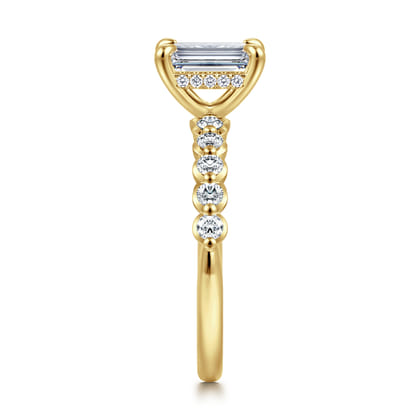 Kim - 14K Yellow Gold Emerald Cut Diamond Engagement Ring