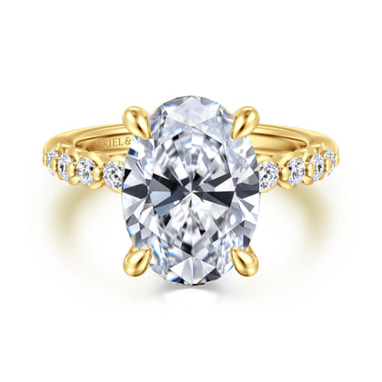 Kim - 14K Yellow Gold Oval Diamond Engagement Ring