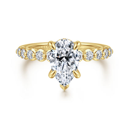Kim - 14K Yellow Gold Pear Shape Diamond Engagement Ring