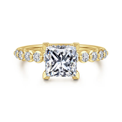 Kim - 14K Yellow Gold Princess Cut Diamond Engagement Ring