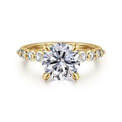 14K Yellow Gold Round Diamond Engagement Ring