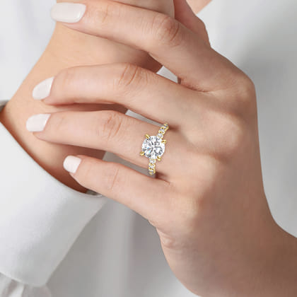 Kim - 14K Yellow Gold Round Diamond Engagement Ring