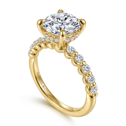 Kim - 14K Yellow Gold Round Diamond Engagement Ring