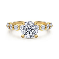 14K Yellow Gold Round Diamond Engagement Ring