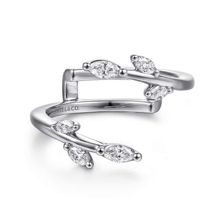 Enhancer Wedding Ring in 14k White Gold with Marquise Natural Diamond at Gabriel & Co. - Shot 1