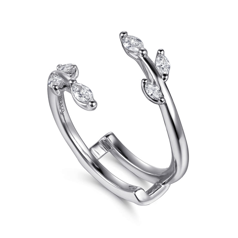 Enhancer Wedding Ring in 14k White Gold with Marquise Natural Diamond at Gabriel & Co. - Shot 3
