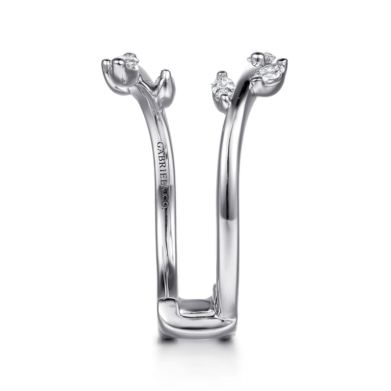 Enhancer Wedding Ring in 14k White Gold with Marquise Natural Diamond at Gabriel & Co. - Shot 4