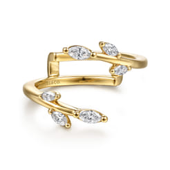Kind - 14K Yellow Gold Prong set Marquise Diamond Ring Enhancer