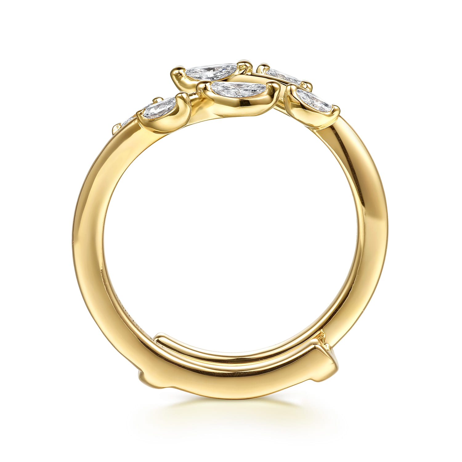 Enhancer Wedding Ring in 14k Yellow Gold with Marquise Natural Diamond at Gabriel & Co. - Shot 2