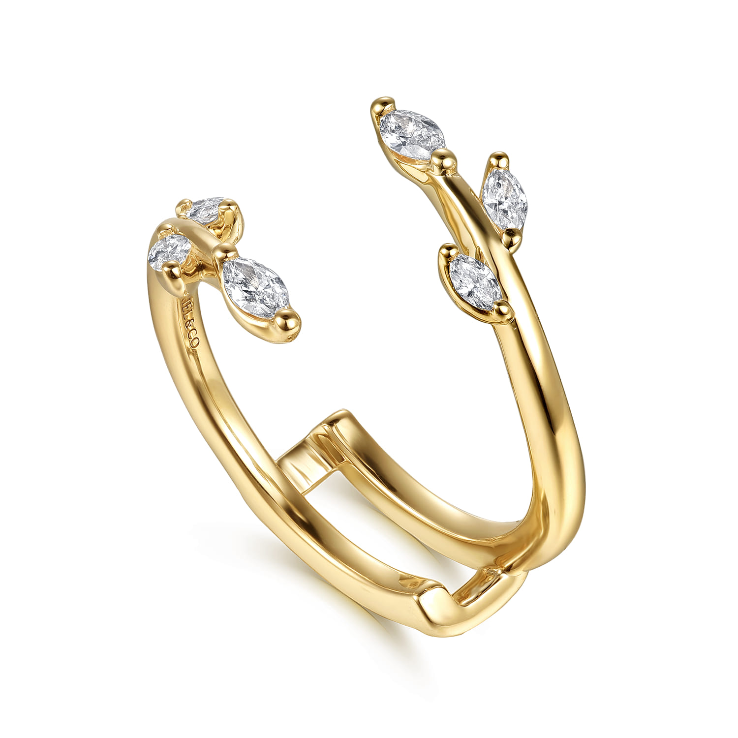 Enhancer Wedding Ring in 14k Yellow Gold with Marquise Natural Diamond at Gabriel & Co. - Shot 3