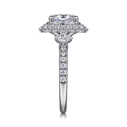 Kinsley - Vintage Inspired 14K White Gold Fancy Halo Oval Diamond Engagement Ring