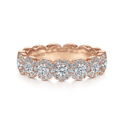 14K Rose Gold Round Diamond Halo Anniversary Band