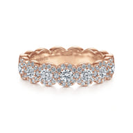 Kios - 14K Rose Gold Round Diamond Halo Anniversary Band