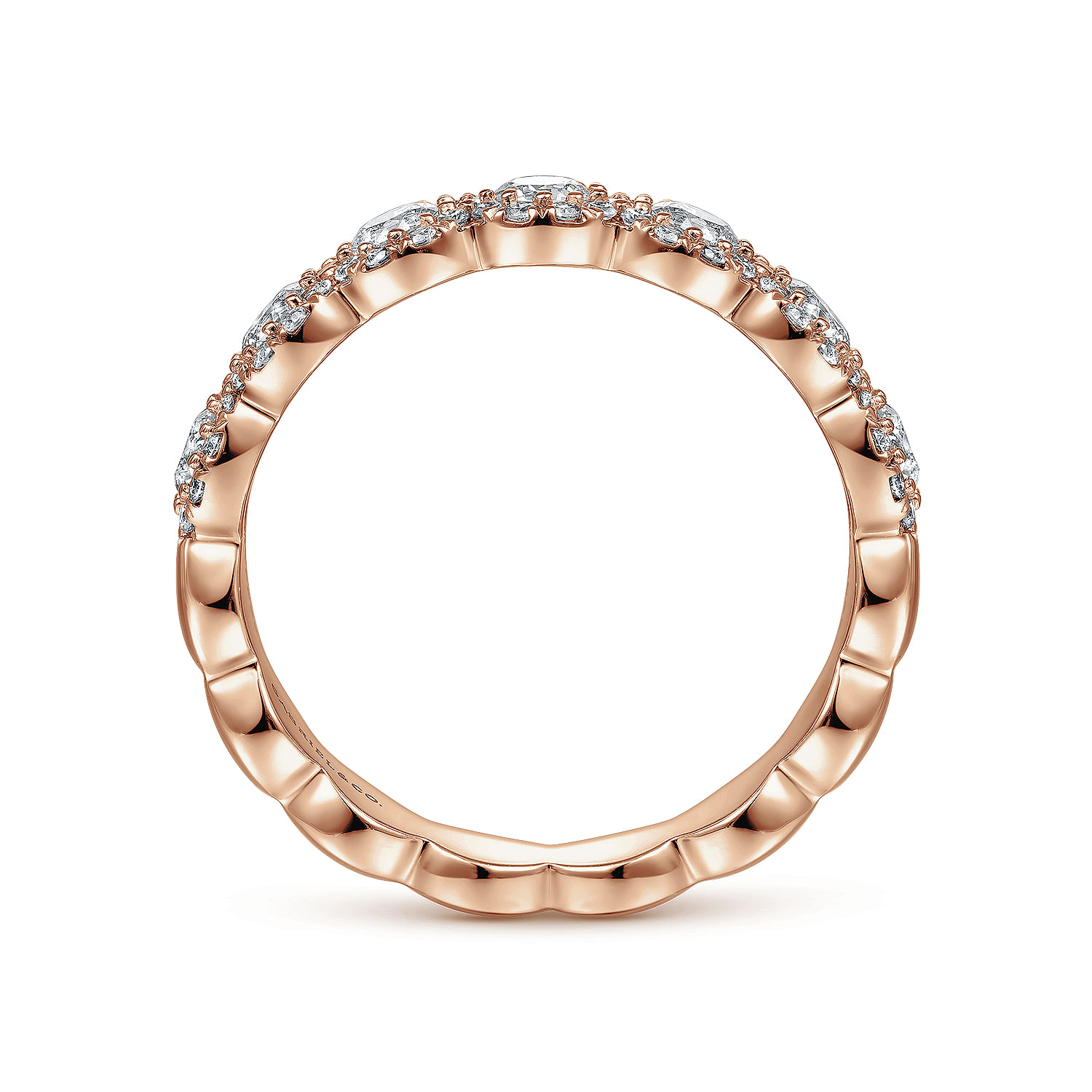 Fancy Wedding Ring in 14k Rose Gold with Round Natural Diamond at Gabriel & Co. - Shot 2