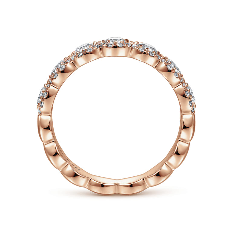 Fancy Wedding Ring in 14k Rose Gold with Round Natural Diamond at Gabriel & Co. - Shot 2