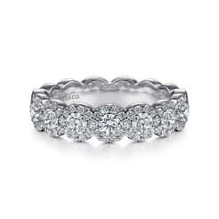 Kios - 14K White Gold Round Diamond Halo Anniversary Band