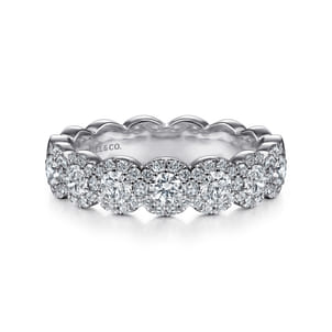 Kios - 14K White Gold Round Diamond Halo Anniversary Band