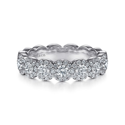 Kios - 14K White Gold Round Diamond Halo Anniversary Band