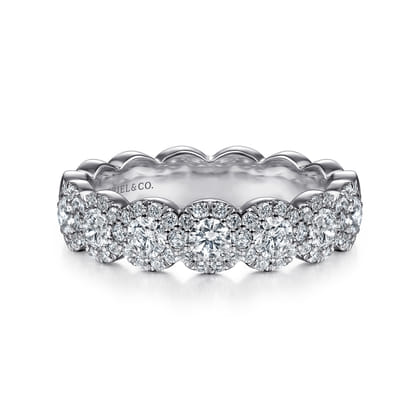 Kios - 14K White Gold Round Diamond Halo Anniversary Band