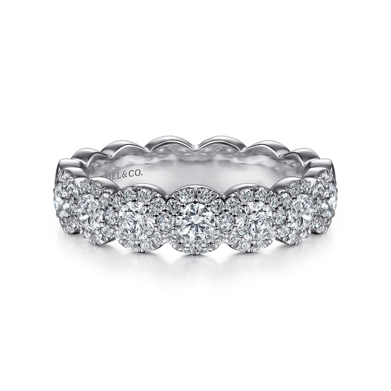 Fancy Wedding Ring in 14k White Gold with Round Natural Diamond at Gabriel & Co. - Shot 1