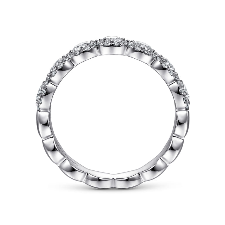 Fancy Wedding Ring in 14k White Gold with Round Natural Diamond at Gabriel & Co. - Shot 2