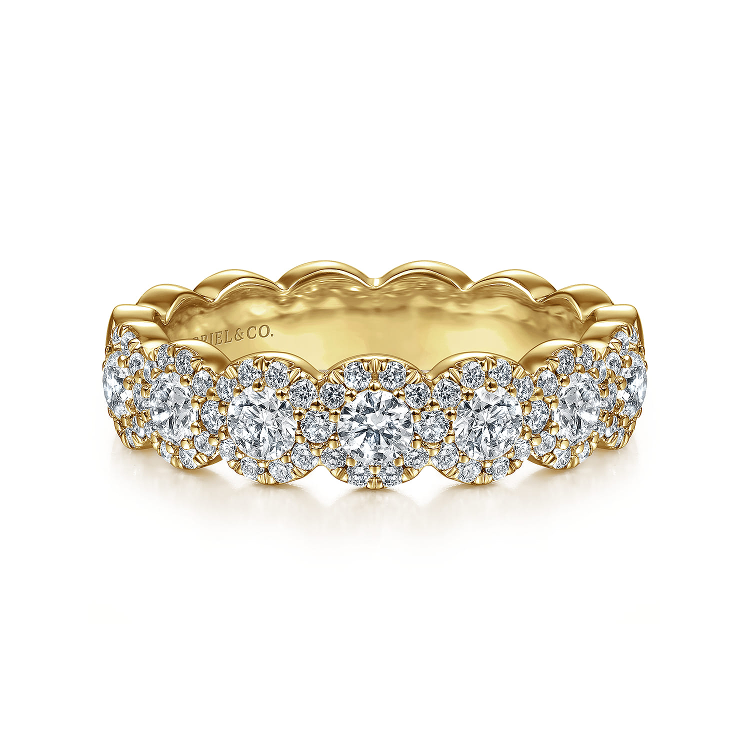 Fancy Wedding Ring in 14k Yellow Gold with Round Natural Diamond at Gabriel & Co. - Shot 1
