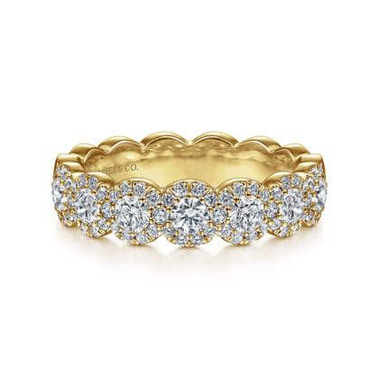 Kios - 14K Yellow Gold Round Diamond Halo Anniversary Band