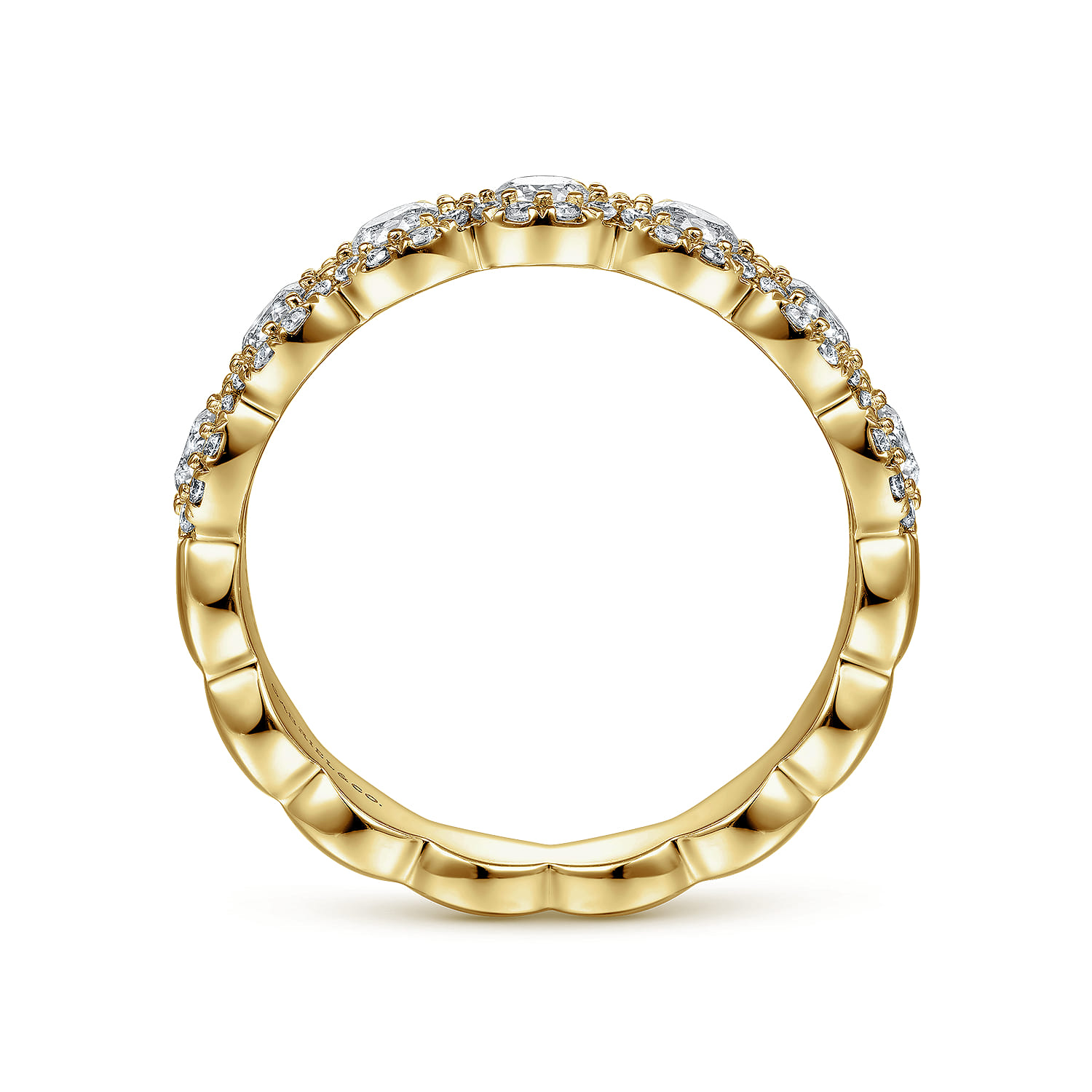 Fancy Wedding Ring in 14k Yellow Gold with Round Natural Diamond at Gabriel & Co. - Shot 2