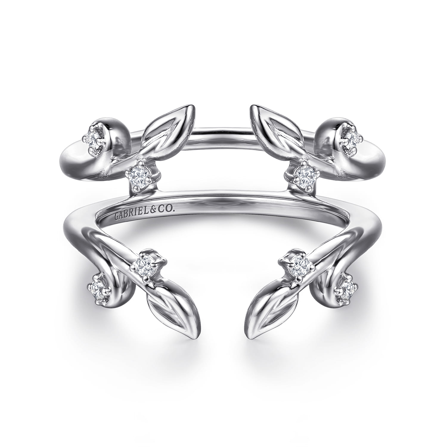 Enhancer Wedding Ring in 14k White Gold with Round Natural Diamond at Gabriel & Co. - Shot 1