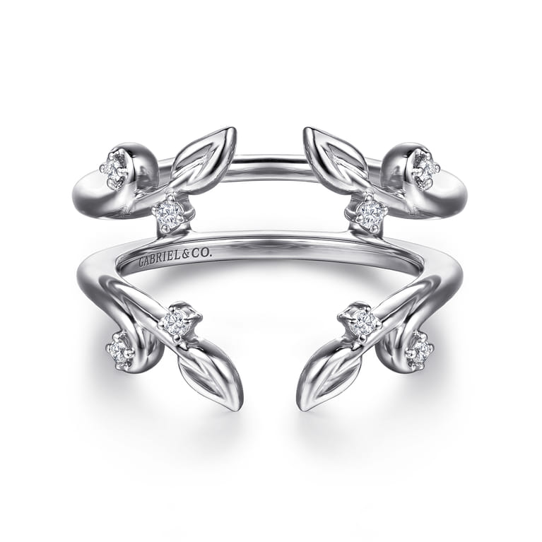 Enhancer Wedding Ring in 14k White Gold with Round Natural Diamond at Gabriel & Co. - Shot 1
