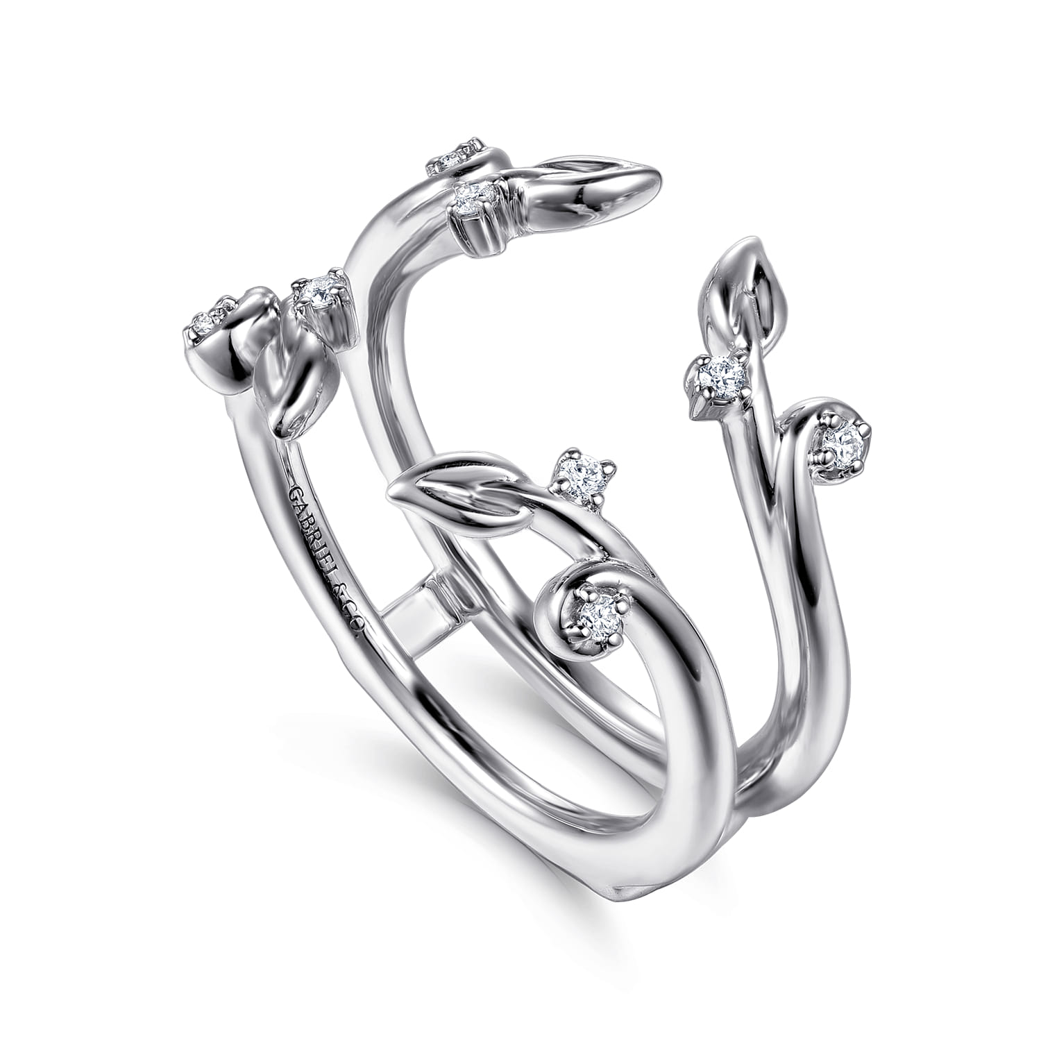 Enhancer Wedding Ring in 14k White Gold with Round Natural Diamond at Gabriel & Co. - Shot 3