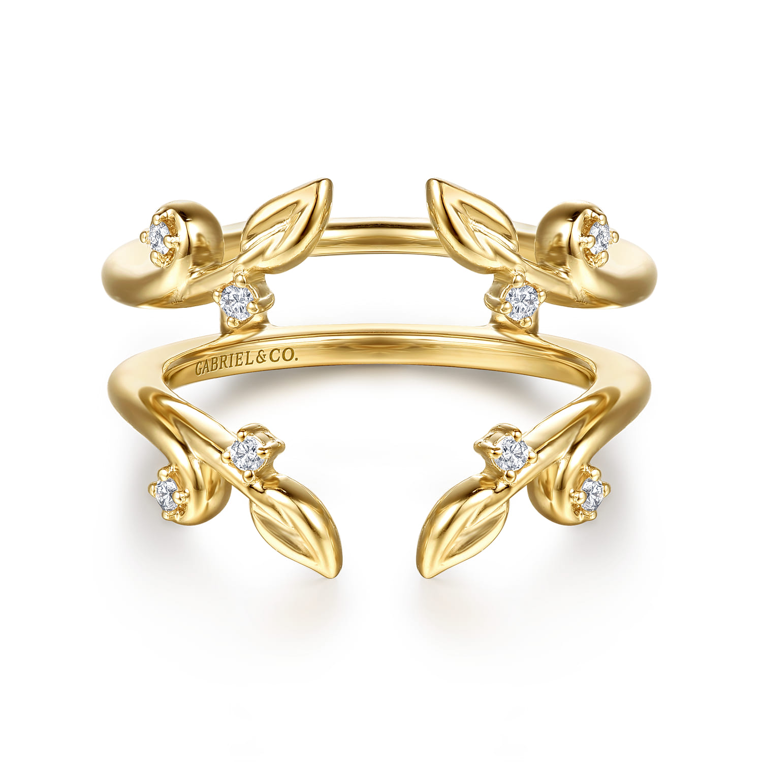 Enhancer Wedding Ring in 14k Yellow Gold with Round Natural Diamond at Gabriel & Co. - Shot 1