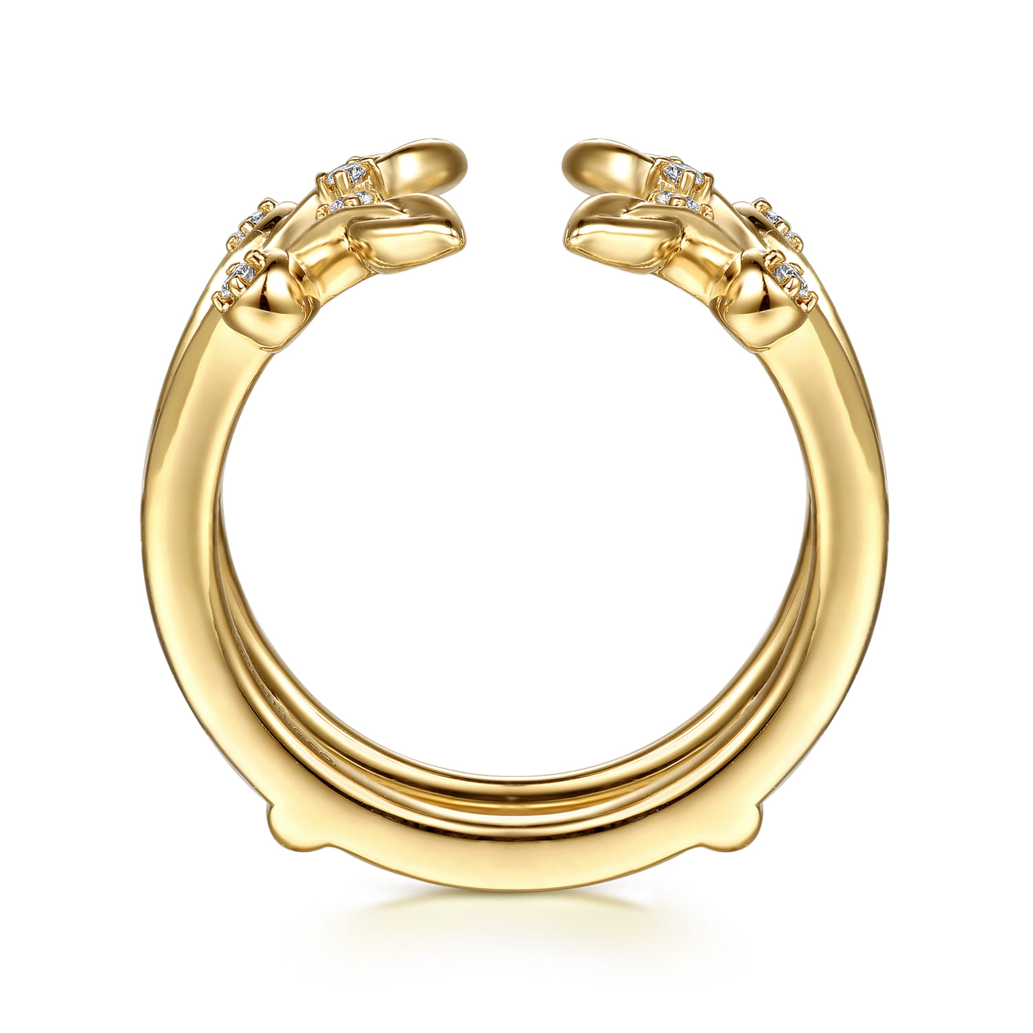 Enhancer Wedding Ring in 14k Yellow Gold with Round Natural Diamond at Gabriel & Co. - Shot 2