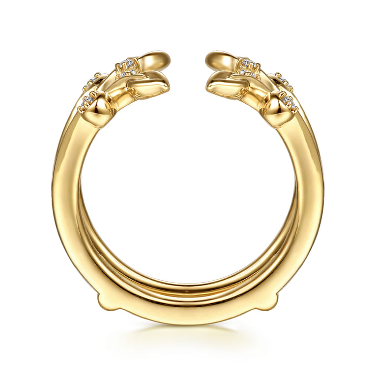 Enhancer Wedding Ring in 14k Yellow Gold with Round Natural Diamond at Gabriel & Co. - Shot 2