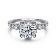 Kitty - 14K White Gold Round Hidden Halo Diamond Engagement Ring