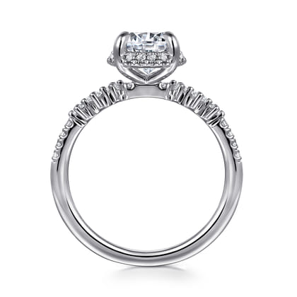 Kitty - 14K White Gold Round Hidden Halo Diamond Engagement Ring