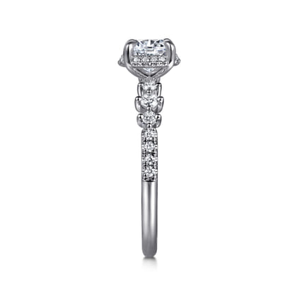 Kitty - 14K White Gold Round Hidden Halo Diamond Engagement Ring