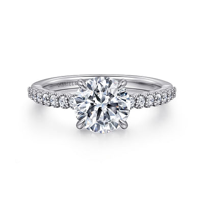 Krete - 14K White Gold Round Diamond Engagement Ring