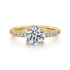 14K Yellow Gold Round Diamond Engagement Ring